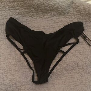 Black Satin Victoria Secret Cheeky Strappy Thong